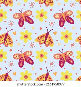 
Butterfly background. Vector seamless pattern, cute butterflies.