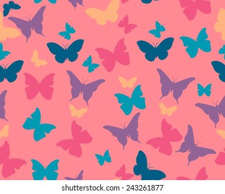 Butterfly background. Vector seamless pattern