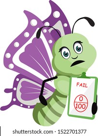 Mariposa con mal grado, ilustración, vector sobre fondo blanco.