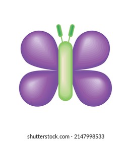 Butterfly Balloon Animal Icon Isolated