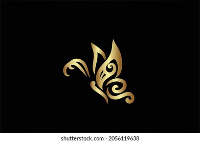 BUTTERFLY Basic und elegantes minimales künstlerisches Design in erster Linie auf Icon Logo-Vektorgrafik