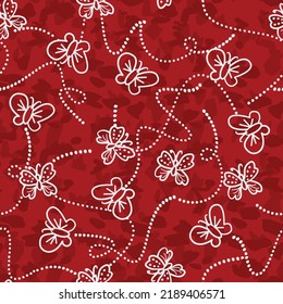 butterfly batik textile seamless pattern 057