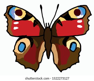 Butterfly beautiful detailed hand-drawn vector graphic