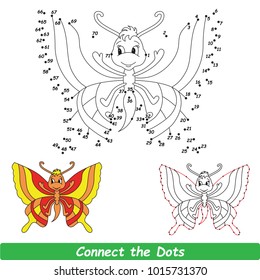 Butterfly Beautiful. Dot to Dot Educational Game for Kids.