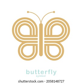 Butterfly beautiful geometric line art vector symbol emblem over white background, best logo for beauty salon or boutique or cosmetology or jewelry, girlish symbol.