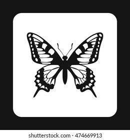 Butterfly with beautiful pattern on wings icon in simple style isolated on white background. Fly symbol