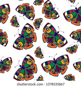 butterfly ,beautiful, seamless pattern ,vector, flat style, isolated on white background