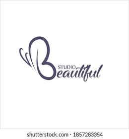  Hermoso estudio de mariposa simple conceptual Logo. Ilustración del vector