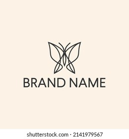 Butterfly with beautiful wings logo template lin eart vector illustration