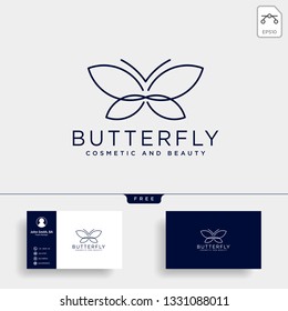 butterfly beauty cosmetic line art logo template vector illustration icon element