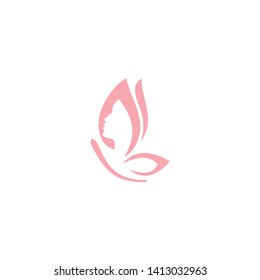 butterfly beauty face vector logo design