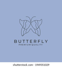 butterfly beauty line icon logo vector illustration design, abstract butterfly minimal vector design