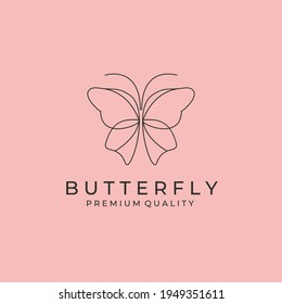 butterfly beauty line icon logo vector illustration design, abstract butterfly minimal vector design