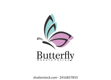 butterfly beauty logo design unique concept premium vector