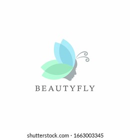 butterfly and beauty logo vector