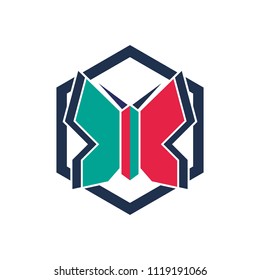 Butterfly beauty salon logo design icon template. Spa natural care emblem badge vector illustration on white background