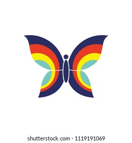 Butterfly beauty salon logo design icon template. Spa natural care emblem badge vector illustration on white background