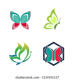 Butterfly beauty salon logo design icon template. Spa natural care emblem badge vector illustration on white background