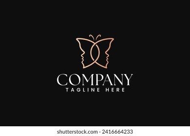 butterfly with beauty woman face concept logo for salon boutique beauty label brand identity