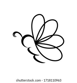 butterfly or bee line art logo and vector icon