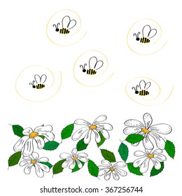 butterfly and bee. Pattern apiary