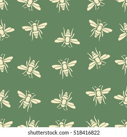 Butterfly, bee seamless pattern, insects vector background. For fabric design, wallpaper, wrapping, print, paper, decoration