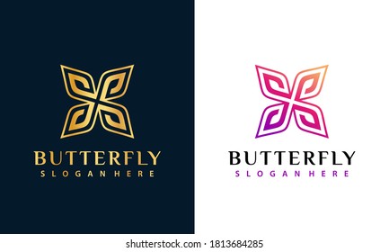 Butterfly Beuaty Flower Logo Design Vector Illustration Template. modern logo design business card