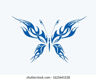 Butterfly with big blue wings on white background. EPS10 vector.