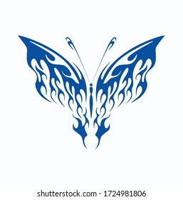 Butterfly with big blue wings on white background. EPS10 vector.