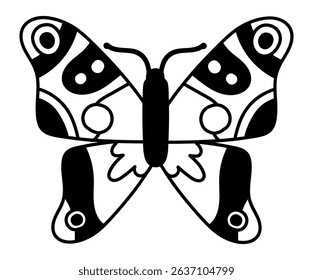 Butterfly with big wings and decorative patterns, perfect for children's illustrations, logo design, or any project that needs a touch of nature