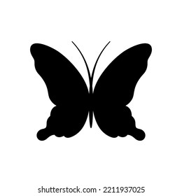 Butterfly black icon. Isolated element on white background. Best for seamless patterns, posters, cards, stickers and web design.