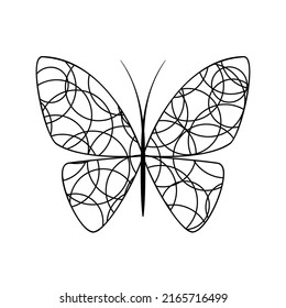 Butterfly black icon. Isolated vector element on white background. Best for seamless patterns, print, web, mobile apps logo creating and branding design.