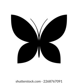 Icono negro de mariposa. Elemento vectorial aislado sobre fondo blanco. Lo mejor para patrones sin fisuras, impresión, web, diseño de logotipos de aplicaciones móviles y creación de marca.