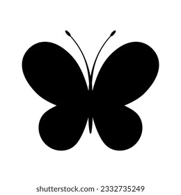 Icono negro de mariposa. Elemento vectorial aislado sobre fondo blanco. Lo mejor para patrones sin fisuras, impresión, web, diseño de logotipos de aplicaciones móviles y creación de marca.