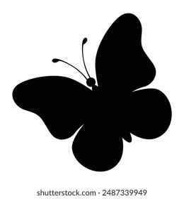 Butterfly black illustration. Butterfly clipart. Black silhouette butterfly. Baby shower design elements. Party invitation, birthday celebration. Spring, summer decoration