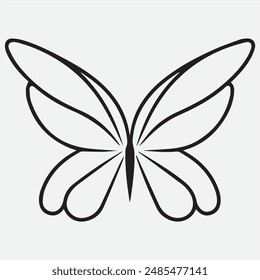  butterfly black line empty background Print