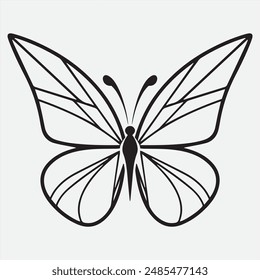  butterfly black line empty background Print