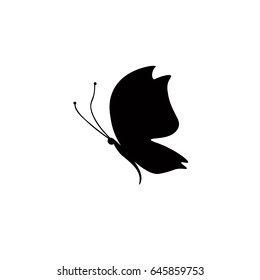 Butterfly black silhouette on white background vector icon