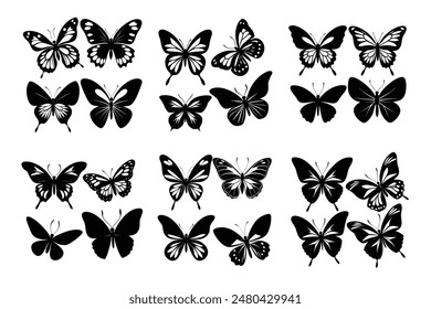 butterfly black silhouette Vector illustration   