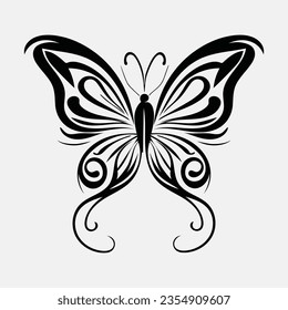 Butterfly Black Sticker Vector Design 