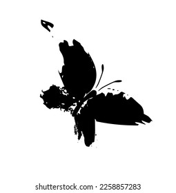 Butterfly from black strokes of paint. Vector illustration