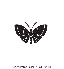 Butterfly black vector concept icon. Butterfly flat illustration, sign