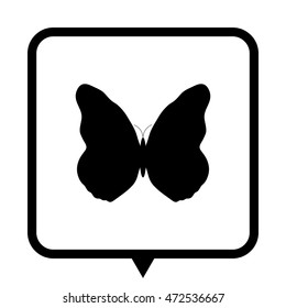 butterfly - black vector icon;  message bubble
