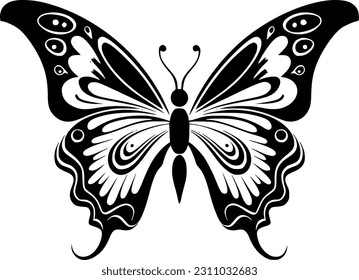 Butterfly - Black and White Isolated Icon - Vector illustration
