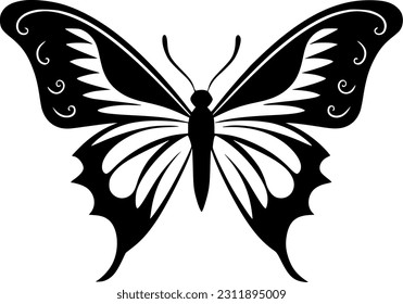 Butterfly - Black and White Isolated Icon - Vector illustration
