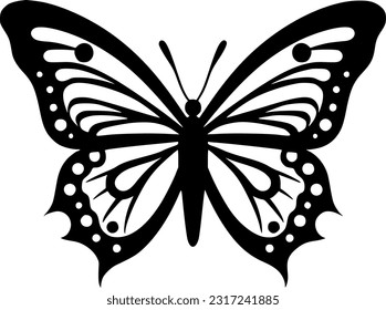 Butterfly - Black and White Isolated Icon - Vector illustration