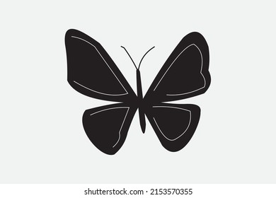 BUTTERFLY BLACK WHITE LINE. VECTOR TEMPLATES