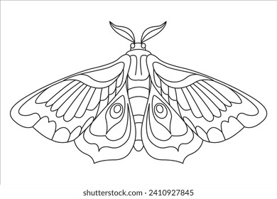 Butterfly black white logo isolated. Butterfly illustration. Beautiful insects isolated on white background. Spring summer seasons butterfly. design element. Coloring page Vector illustration