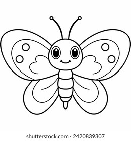 butterfly black and white vector illustration for coloring book	