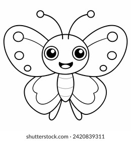 butterfly black and white vector illustration for coloring book	